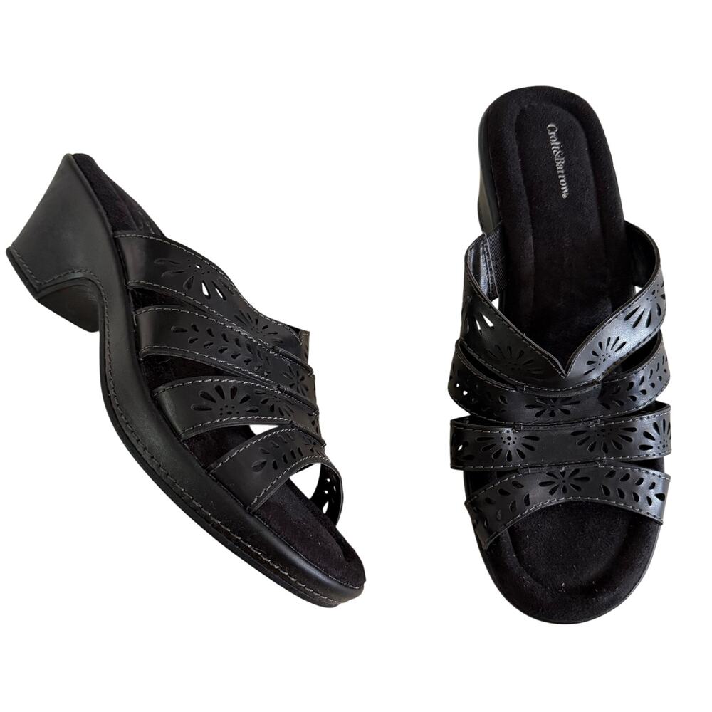 Y2K 2000s Black Faux Leather Chunky Sandal 8 Whimsygoth 90s Grunge Dark Boho